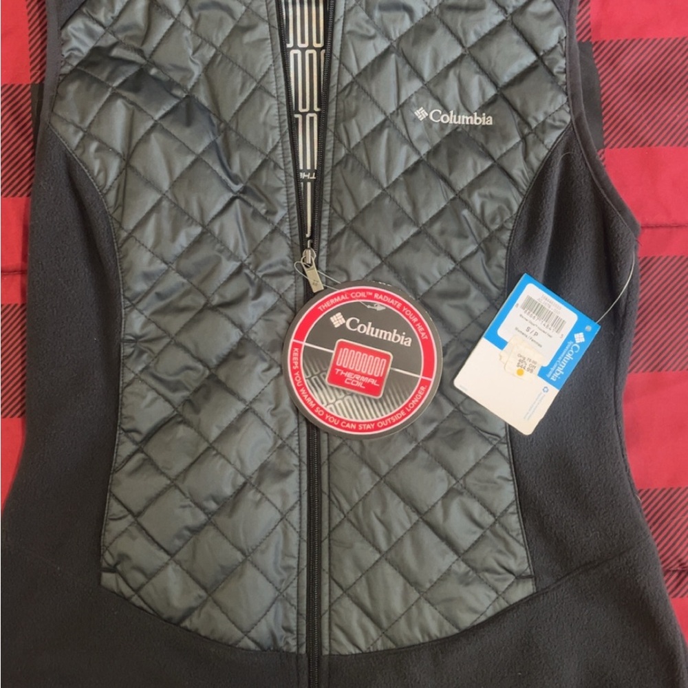 Columbia Black Quilted Fleece Vest Thermal Small